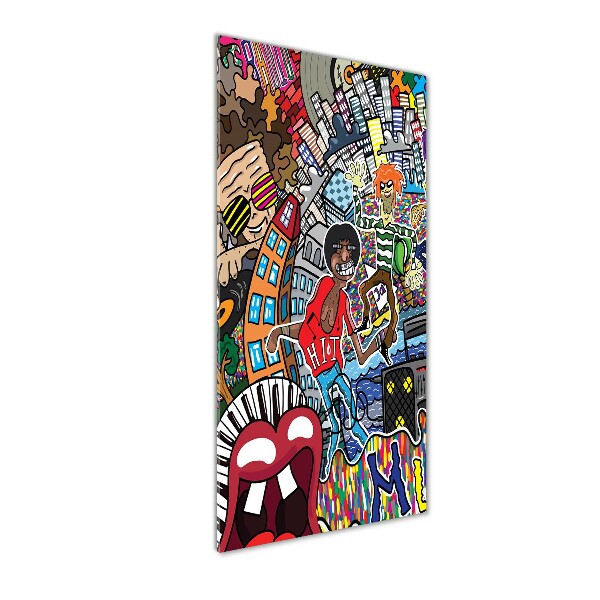 Quadro stampa su vetro acrilico verticale Collage musicale