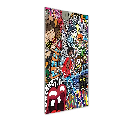 Quadro stampa su vetro acrilico verticale Collage musicale