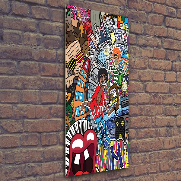 Quadro stampa su vetro acrilico verticale Collage musicale