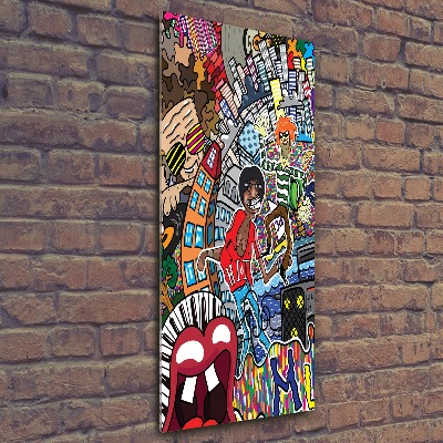 Quadro stampa su vetro acrilico verticale Collage musicale