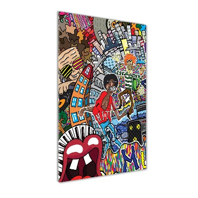 Quadro stampa su vetro acrilico verticale Collage musicale