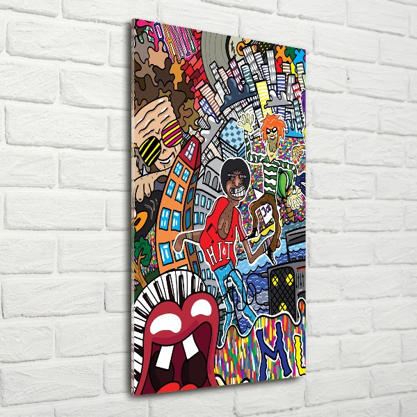 Quadro stampa su vetro acrilico verticale Collage musicale