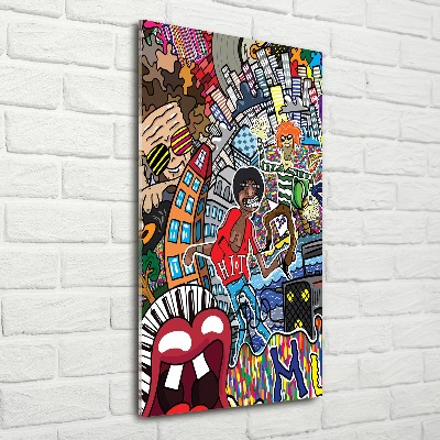 Quadro stampa su vetro acrilico verticale Collage musicale