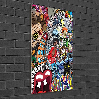 Quadro stampa su vetro acrilico verticale Collage musicale