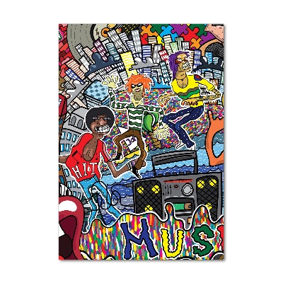 Quadro stampa su vetro acrilico verticale Collage musicale