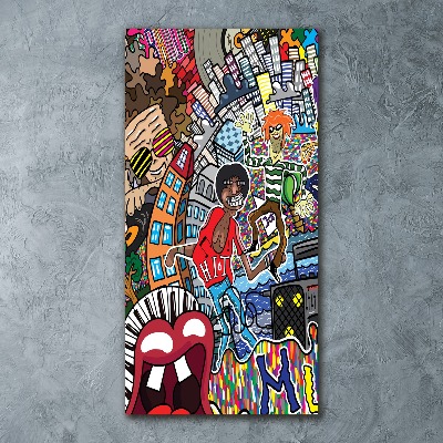 Quadro stampa su vetro acrilico verticale Collage musicale