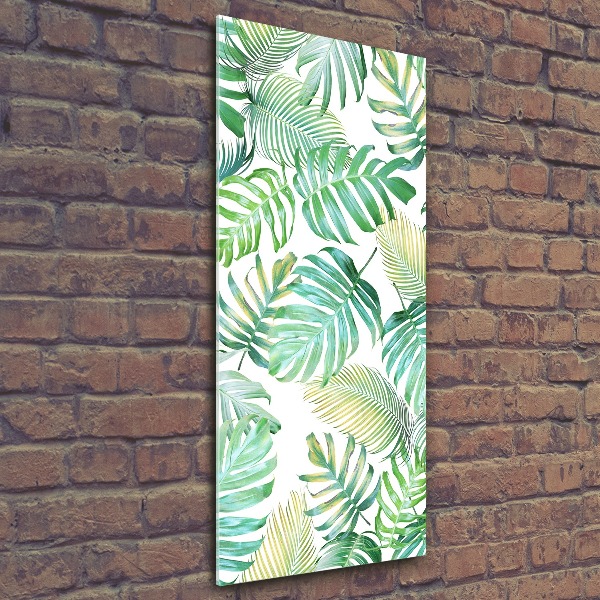 Quadro vetro acrilico verticale Foglie tropicali