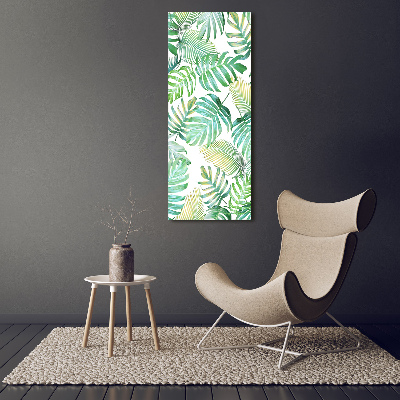 Quadro vetro acrilico verticale Foglie tropicali