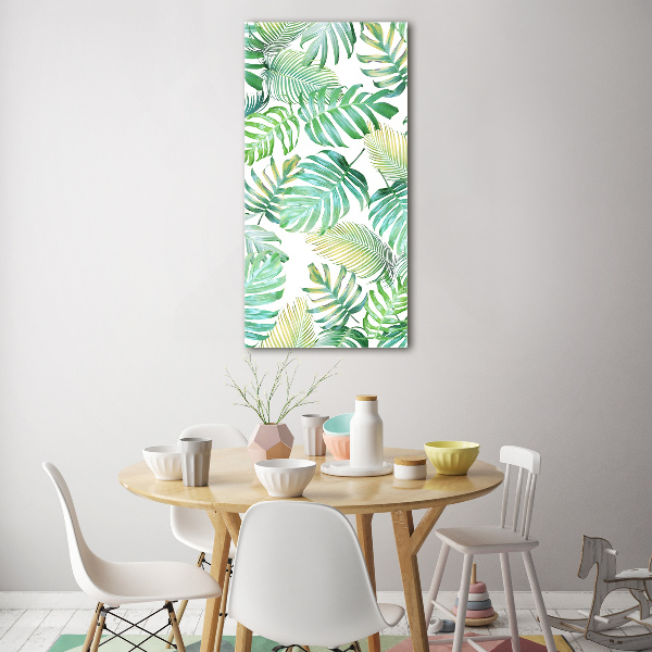 Quadro vetro acrilico verticale Foglie tropicali