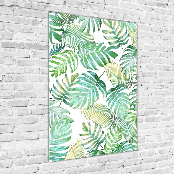 Quadro vetro acrilico verticale Foglie tropicali