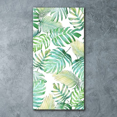 Quadro vetro acrilico verticale Foglie tropicali