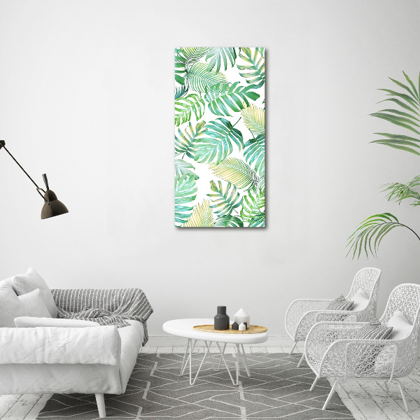 Quadro vetro acrilico verticale Foglie tropicali