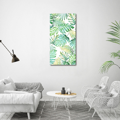 Quadro vetro acrilico verticale Foglie tropicali