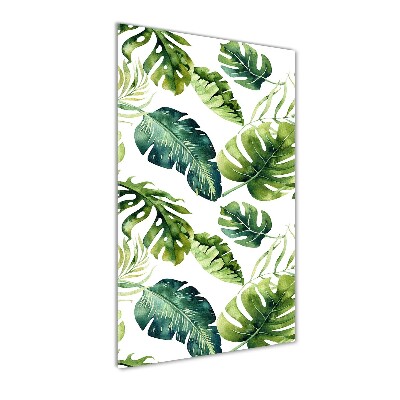 Quadro stampa su vetro acrilico verticale Foglie tropicali