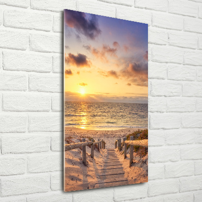 Quadro stampa su vetro acrilico verticale Sentiero per la spiaggia