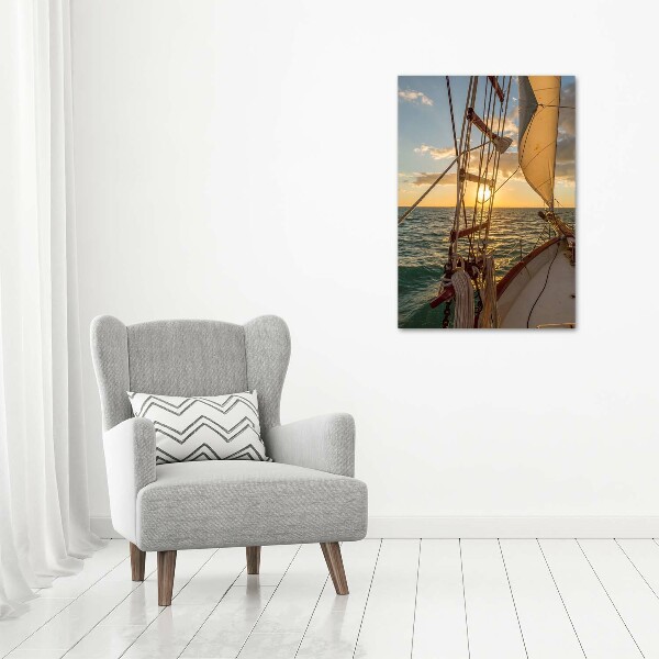 Quadro acrilico verticale Uno yacht in mare