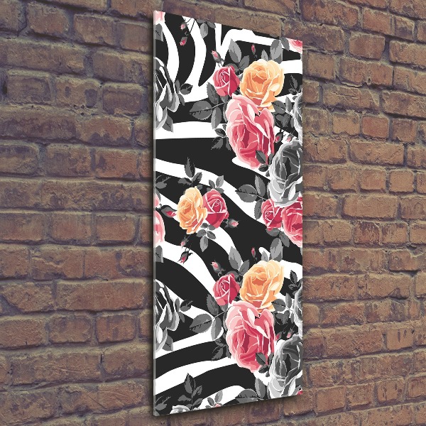 Quadro in vetro acrilico verticale Rose zebrate