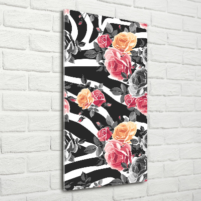 Quadro in vetro acrilico verticale Rose zebrate