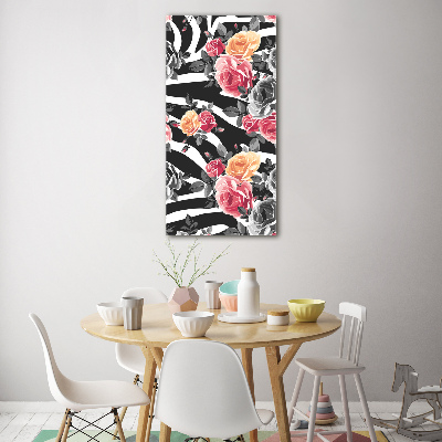 Quadro in vetro acrilico verticale Rose zebrate