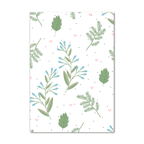 Quadro stampa su vetro acrilico verticale Foglie e cuore