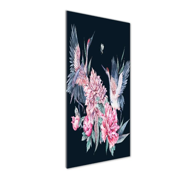 Quadro vetro acrilico verticale Gru e peonie