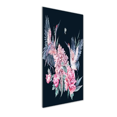 Quadro vetro acrilico verticale Gru e peonie
