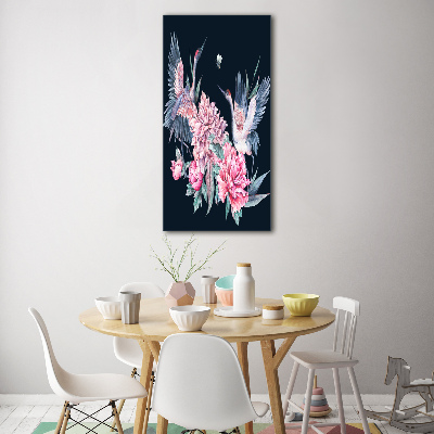 Quadro vetro acrilico verticale Gru e peonie