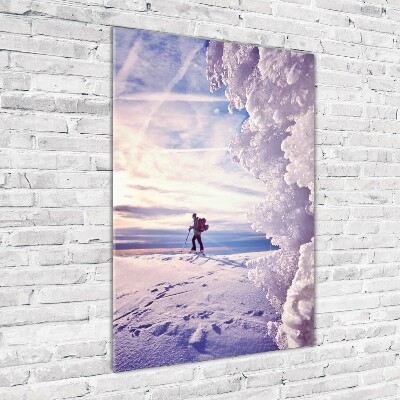 Quadro vetro acrilico verticale Sciatore