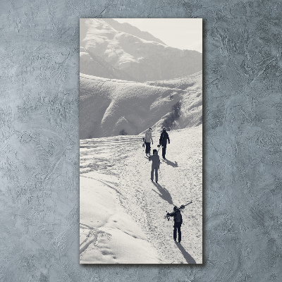 Quadro stampa su vetro acrilico verticale Sciatori