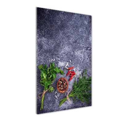 Quadro stampa su vetro acrilico verticale Erbe aromatiche e spezie