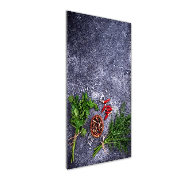 Quadro stampa su vetro acrilico verticale Erbe aromatiche e spezie
