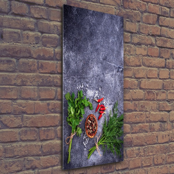Quadro stampa su vetro acrilico verticale Erbe aromatiche e spezie