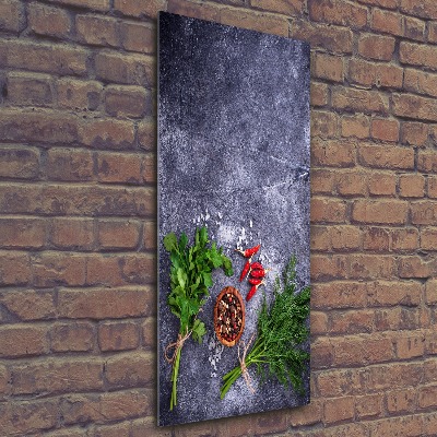 Quadro stampa su vetro acrilico verticale Erbe aromatiche e spezie
