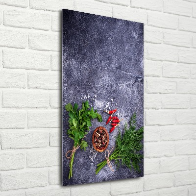 Quadro stampa su vetro acrilico verticale Erbe aromatiche e spezie