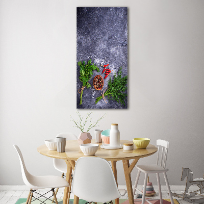 Quadro stampa su vetro acrilico verticale Erbe aromatiche e spezie