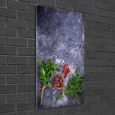 Quadro stampa su vetro acrilico verticale Erbe aromatiche e spezie