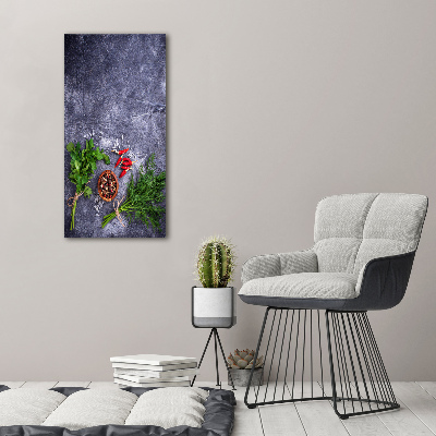 Quadro stampa su vetro acrilico verticale Erbe aromatiche e spezie