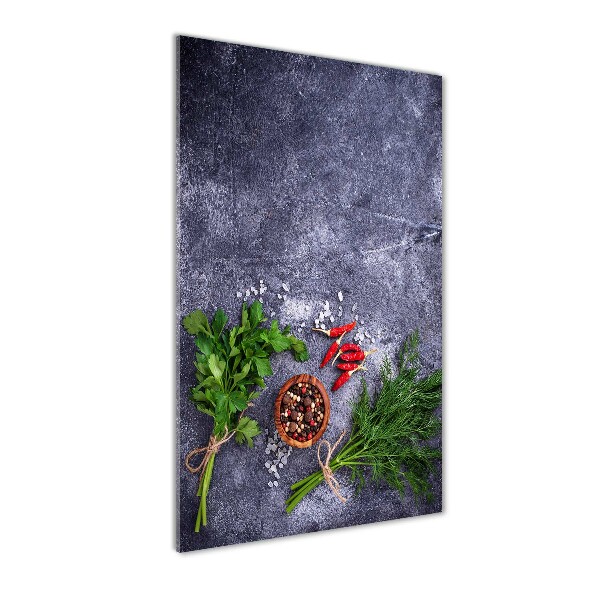 Quadro stampa su vetro acrilico verticale Erbe aromatiche e spezie