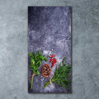 Quadro stampa su vetro acrilico verticale Erbe aromatiche e spezie