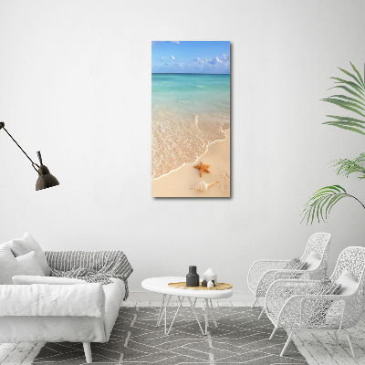 Quadro vetro acrilico verticale Stelle marine sulla spiaggia