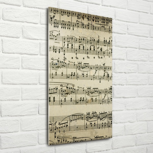 Quadro stampa su vetro acrilico verticale Note sul pentagramma