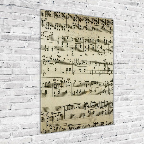 Quadro stampa su vetro acrilico verticale Note sul pentagramma