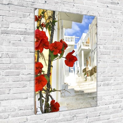 Quadro in vetro acrilico verticale Mykonos, Grecia