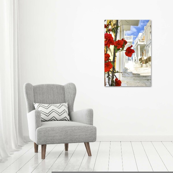 Quadro in vetro acrilico verticale Mykonos, Grecia