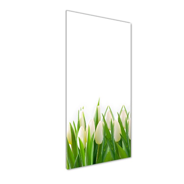 Quadro acrilico verticale Tulipani bianchi