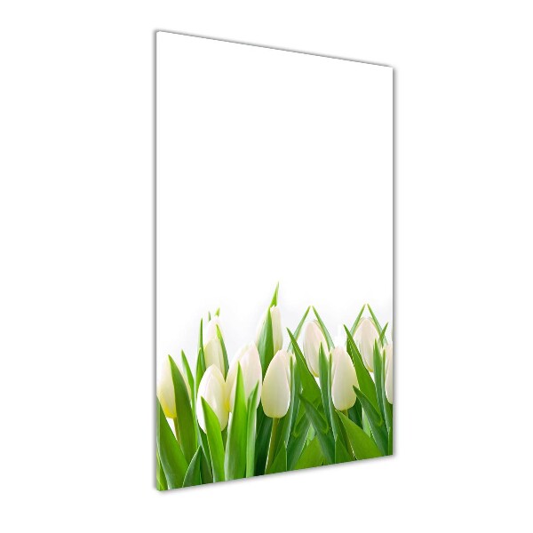 Quadro acrilico verticale Tulipani bianchi