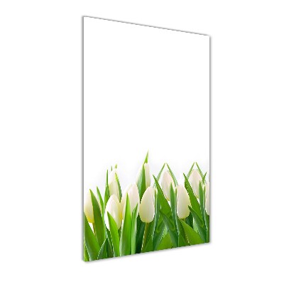 Quadro acrilico verticale Tulipani bianchi