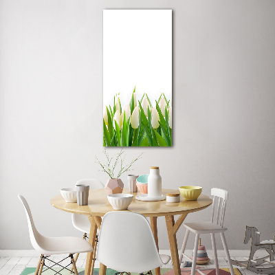 Quadro acrilico verticale Tulipani bianchi