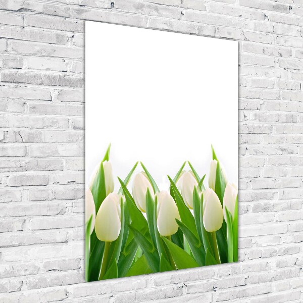 Quadro acrilico verticale Tulipani bianchi