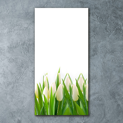 Quadro acrilico verticale Tulipani bianchi